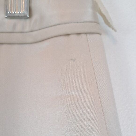 Worth Shiny Silky  Solid Cream Hook Eye Straight Classic Pants Trousers - Picture 6 of 7